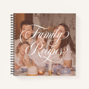 Swirly Calligraphy Family Recipes Photo Notebook