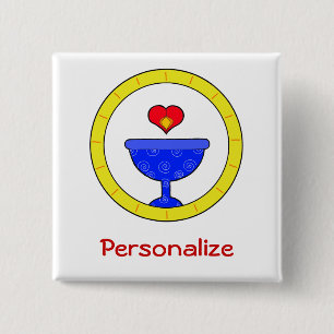 Swirly Chalice UU Name Tag Customizable 2 Inch Square Button