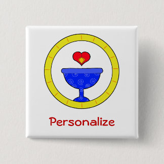 Swirly Chalice UU Name Tag Customizable 2 Inch Square Button