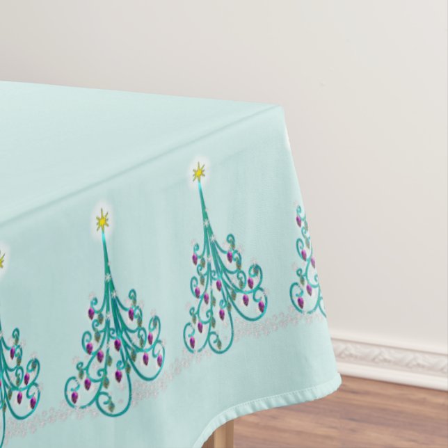 Swirly Christmas Tree 60" x 104" Tablecloth (In Situ)