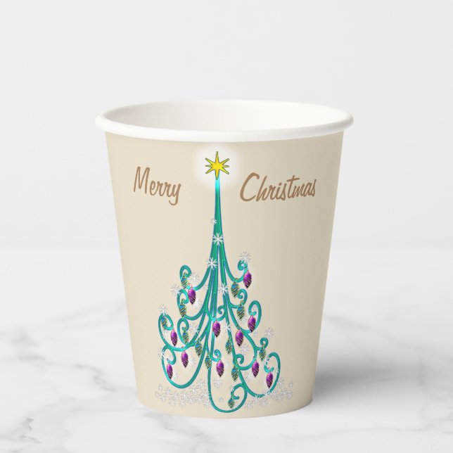 Swirly Christmas Tree  Paper Cups (Front)
