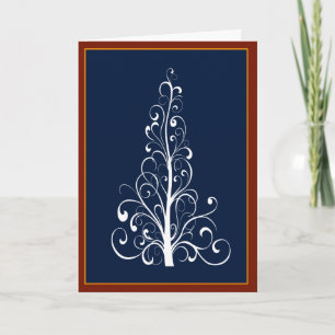 Swirly Christmas Tree With Garland Card