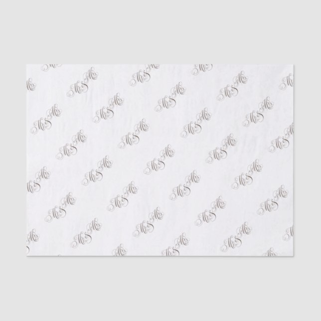 Swirly Classical Script Mr & Mrs Parchment Tissue Paper (Front)