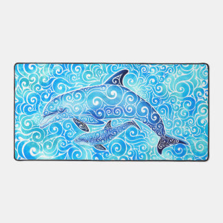 Swirly Dolphin Family  Desk Mat
