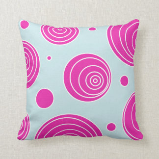 Swirly Dots and Stripes in Light Blue and Pink Throw Pillow