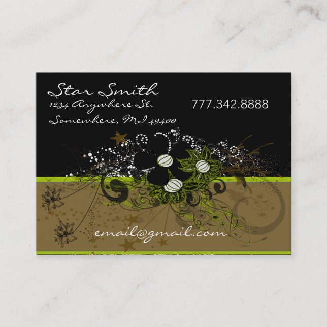 Swirly Florals Business Card (Front)