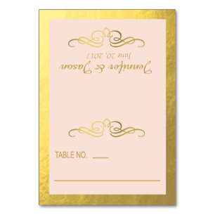 Swirly Flourish Place Cards gold blush pink