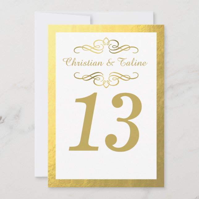 Swirly Flourish with Outline 5x7 Table Card white (Front)