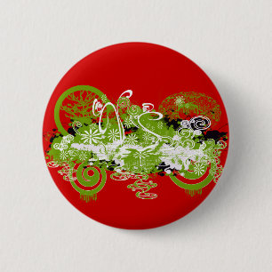 Swirly Flower Design 2 Inch Round Button