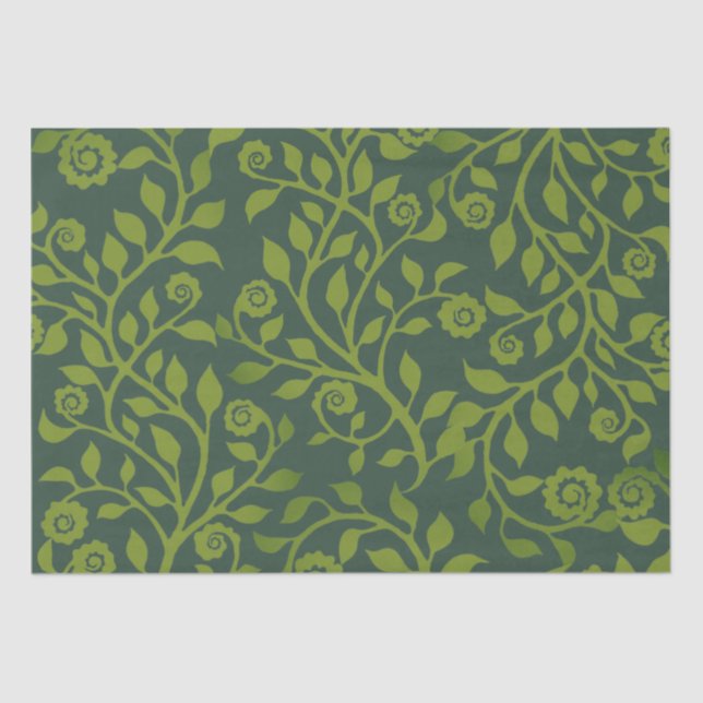      Swirly Foliage Elegant Boho Chic Green Nature Tissue Paper (Front)