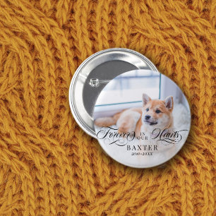 Swirly Forever In Our Hearts Pet Photo 2 Inch Round Button