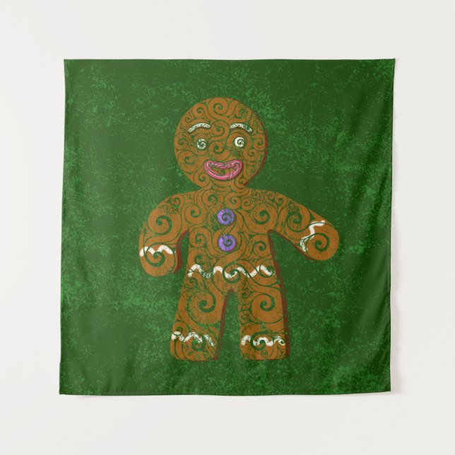 Swirly Gingerbread Cookie Tapestry (Front)