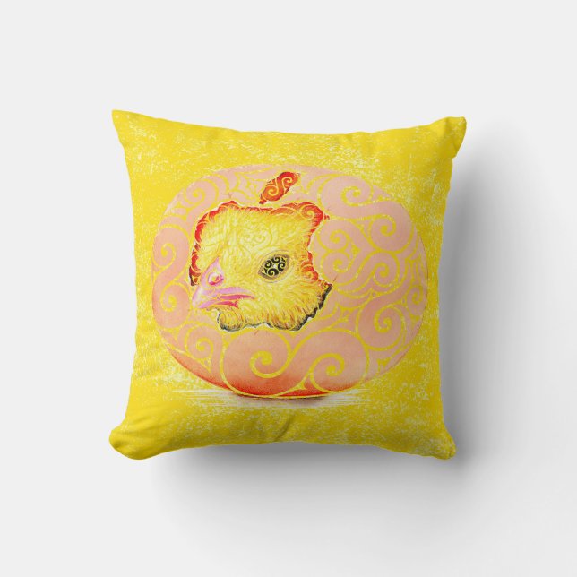  Swirly Hatchling Throw Pillow (Front)