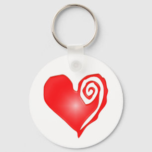 swirly heart  on black or white keychain