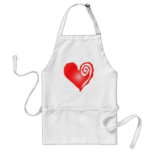 swirly heart  on black or white standard apron