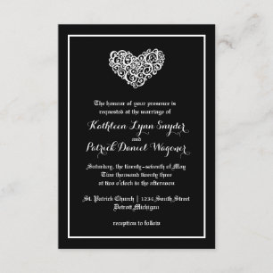 Swirly Heart Wedding - 3x5 Wedding Invitation