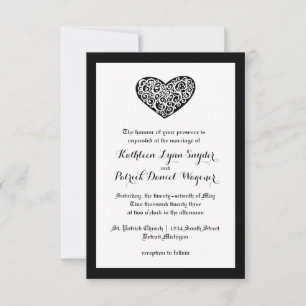Swirly Heart Wedding - 3x5 Wedding Invitation