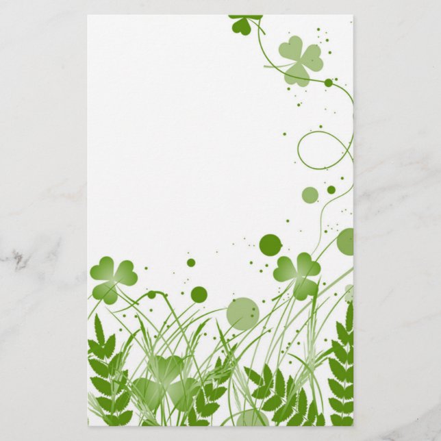 Swirly irish shamrock in a meadow stationery (Front)