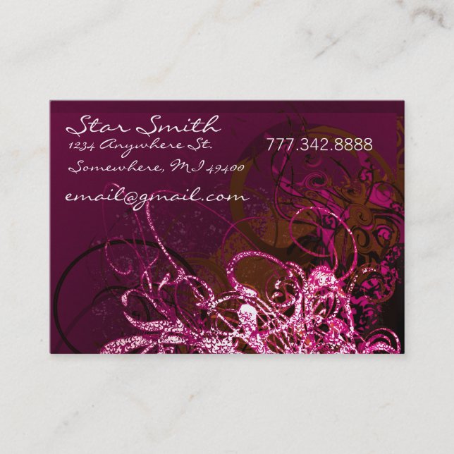 Swirly Laced Rasberry Business Card (Front)