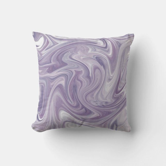 Swirly Lavender Abstract Throw Pillow (Front)