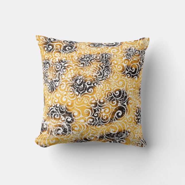Swirly Leopard Design Throw Pillow (Front)