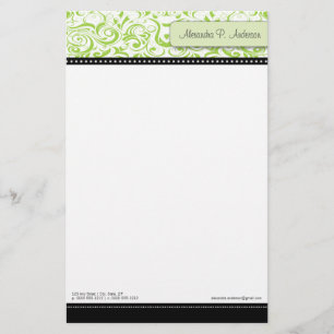 Swirly Lime Boutique Designer Stationery