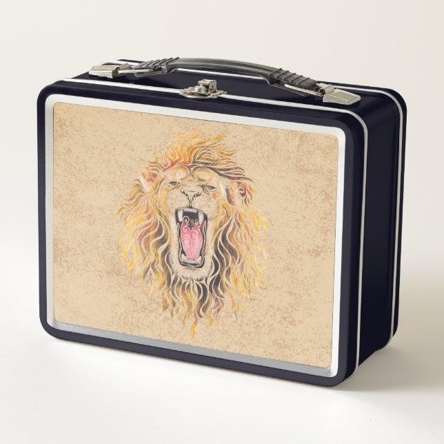 Swirly Lion Metal Lunch Box (Front)