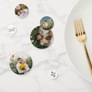 Swirly Love Wedding Date Initials Romantic Photos Confetti