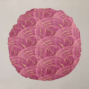 Swirly Mauve Gilded Abstract Rose Pattern Round Pillow