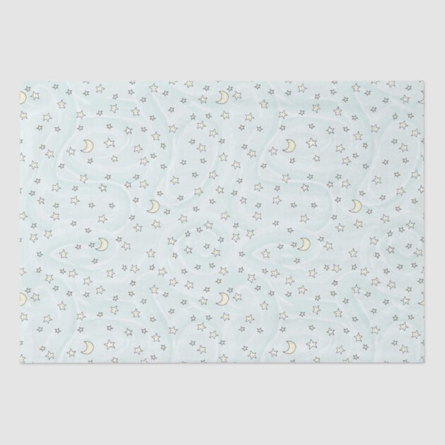 Swirly Mint Stars & Moons Tissue Paper (Front)