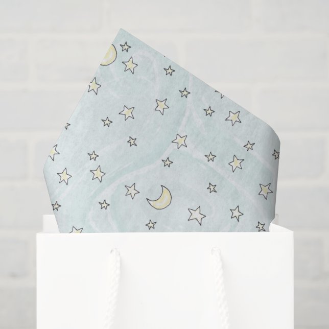 Swirly Mint Stars & Moons Tissue Paper (Gift Bag)