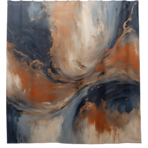Swirly Navy Blue Orange Light Blue Marble