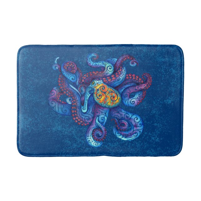 Swirly Octopus  Bath Mat (Front)