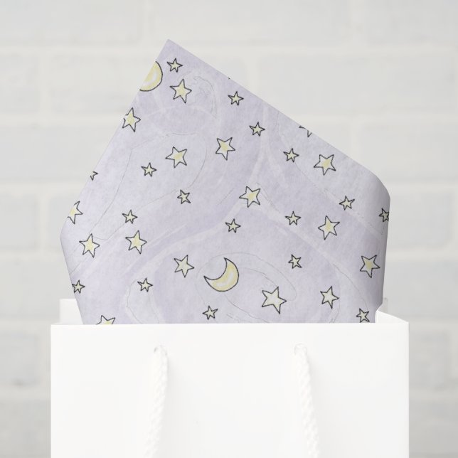 Swirly Pastel Purple Stars & Moons Tissue Paper (Gift Bag)