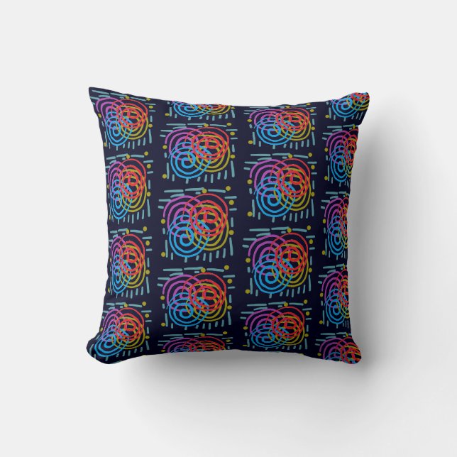 Swirly Pattern on Black Throw Pillow (Front)