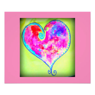 swirly pink heart photo print