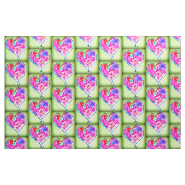 swirly pink hearts pattern fabric (Fat Quarter)