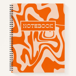 Swirly Psychedelic Orange Retro Pattern  Notebook