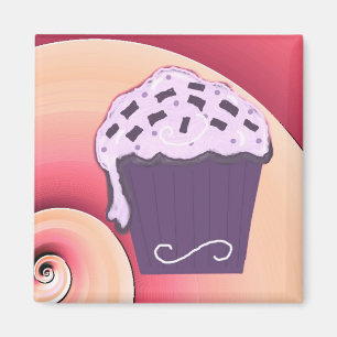 Swirly Purple Cupcake Magnet