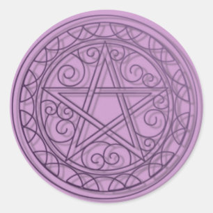 Swirly purple pentacle classic round sticker