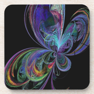 Swirly Rainbow Butterfly Coaster
