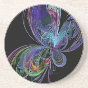 Swirly Rainbow Butterfly Coaster