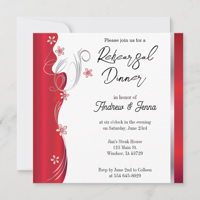 Swirly Red Design Invitation (Front)