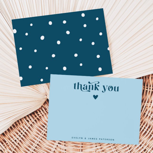 Swirly Retro Thank You Heart Teal Blue Card (Creator Uploaded)