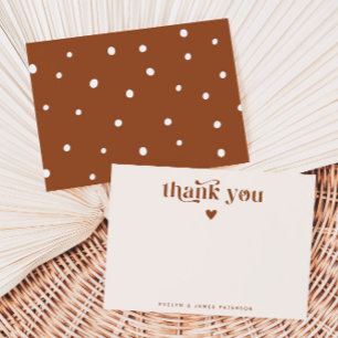 Swirly Retro Thank You Heart Terracotta Card