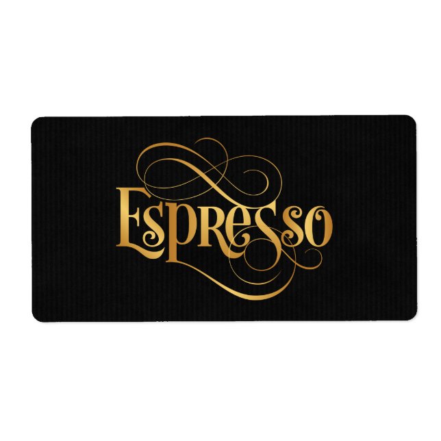 Swirly Script Calligraphy Espresso Gold on Black (Devant)