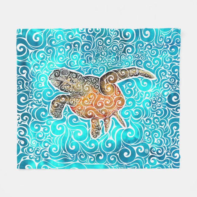 Swirly Sea Fleece Blanket (Front (Horizontal))