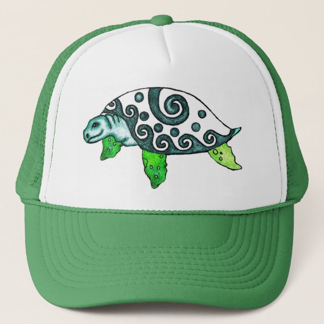 Swirly Sea Turtles Trucker Hat (Front)