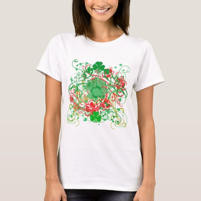 Swirly Shamrocks St. Patrick's Day T-Shirt (Front)