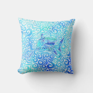 Swirly Shark Throw Pillow